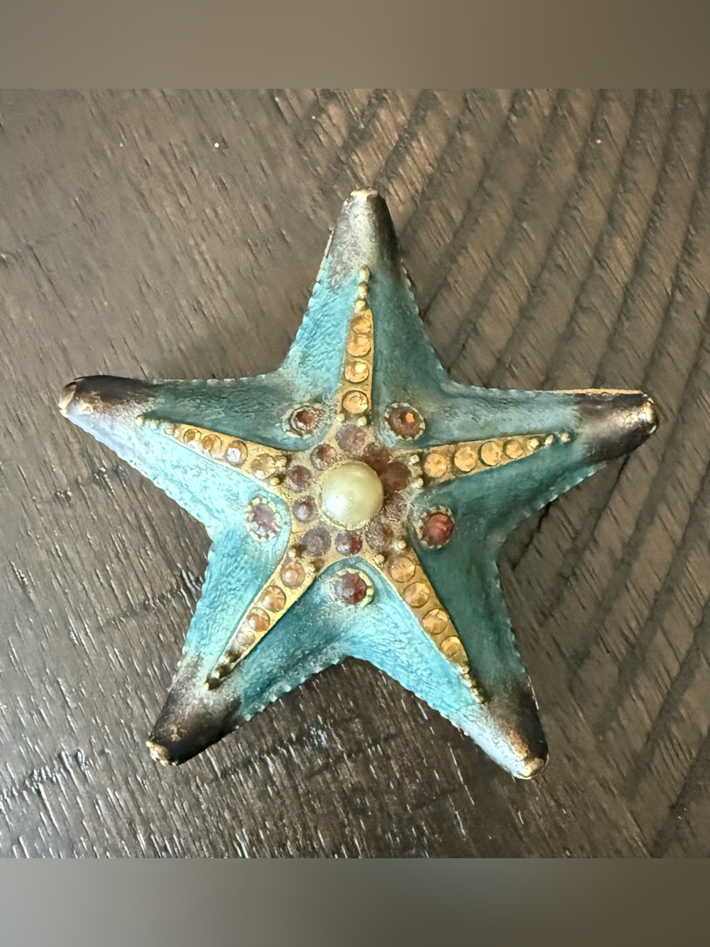Vintage Enameled Blue Starfish Trinket Box